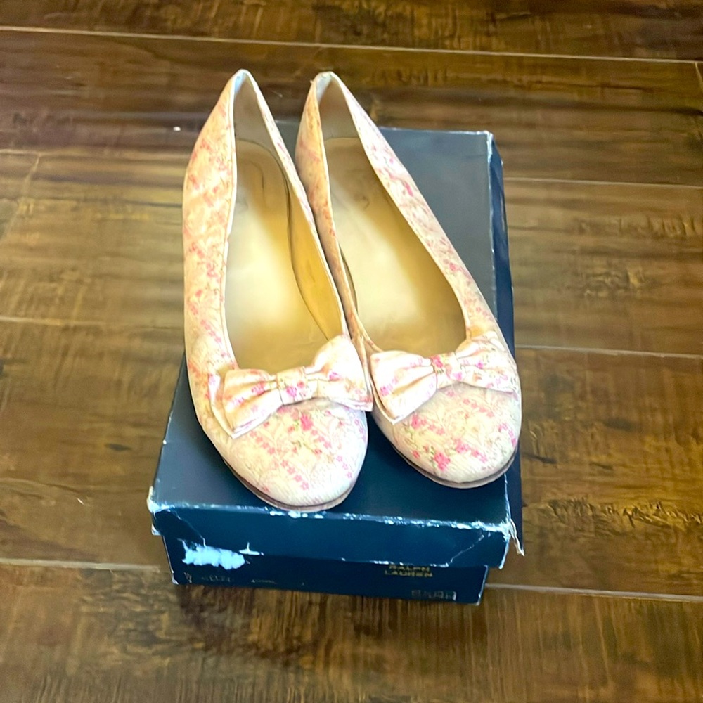 Vintage Ralph Lauren pink floral Ballerina Slippers 8.5AA Narrow